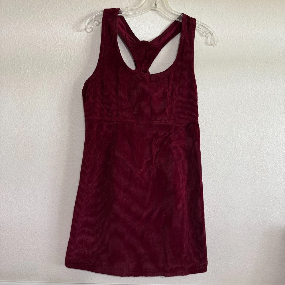 American Eagle Corduroy Overall Dress Womens Small Burgundy Comfort‎ Classic